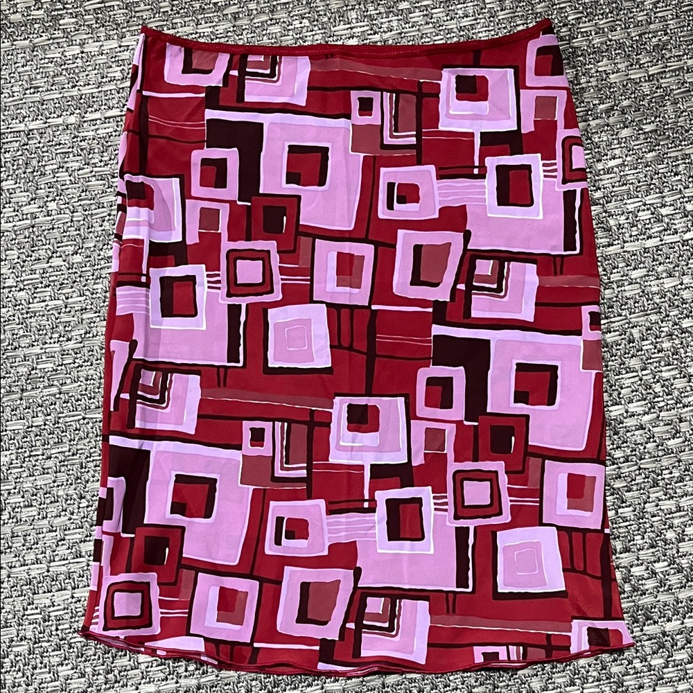 725 Originals | Geometric Patterned Red and Lavender Skirt